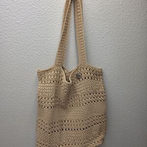 The Sak Beige Crochet Shoulder Tote